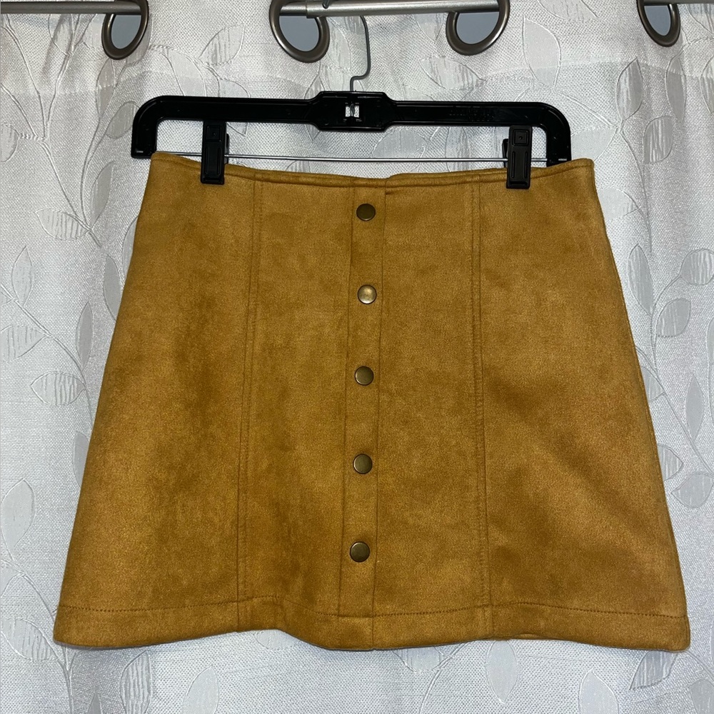 Suede A line mini skirt